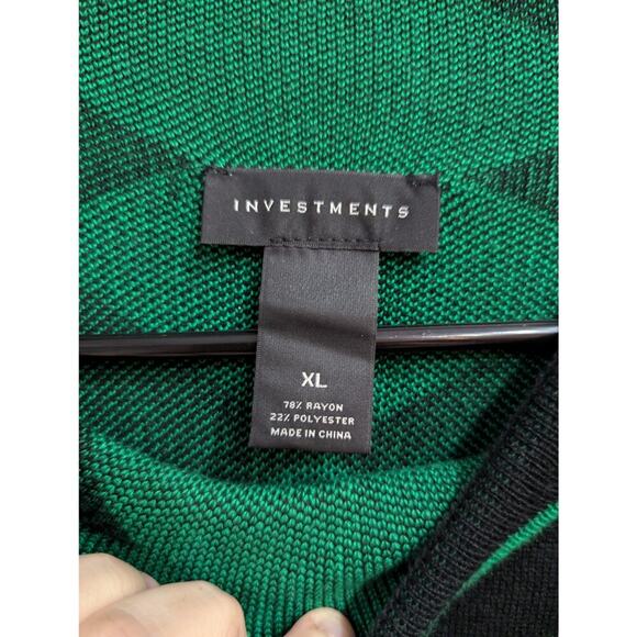 Women's green and black knit graphic sweater by Investments size XL - Picture 2 of 6